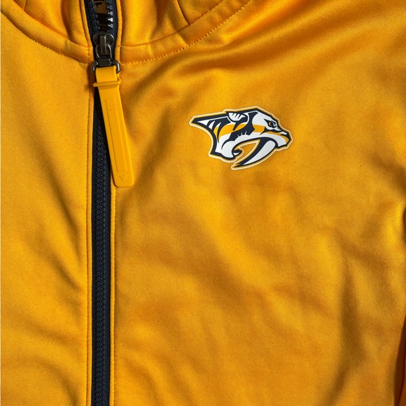 NWOT FANATICS NASHVILLE PREDATORS YELLOW/BLUE FULL LENGTH ZIP UP HOODIE SMALL - Picture 11 of 11